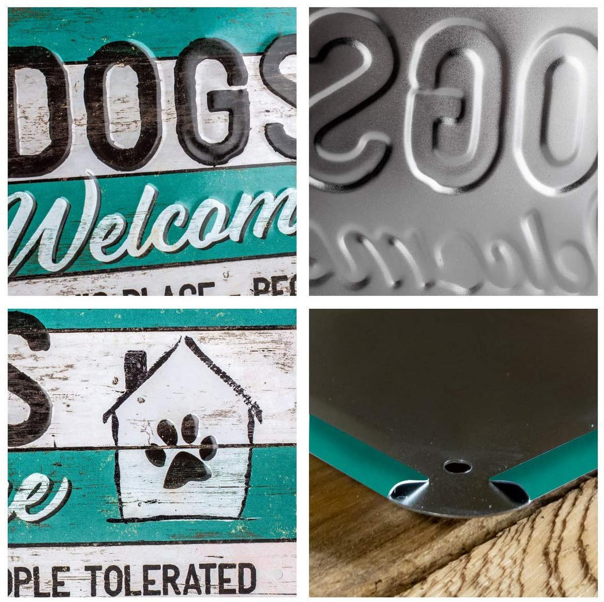 HÄNGESCHILD 10/20 cm PfotenSchild Dogs Welcome - Multicolor, Metall (20/10/0.2cm) - Nostalgic-Art