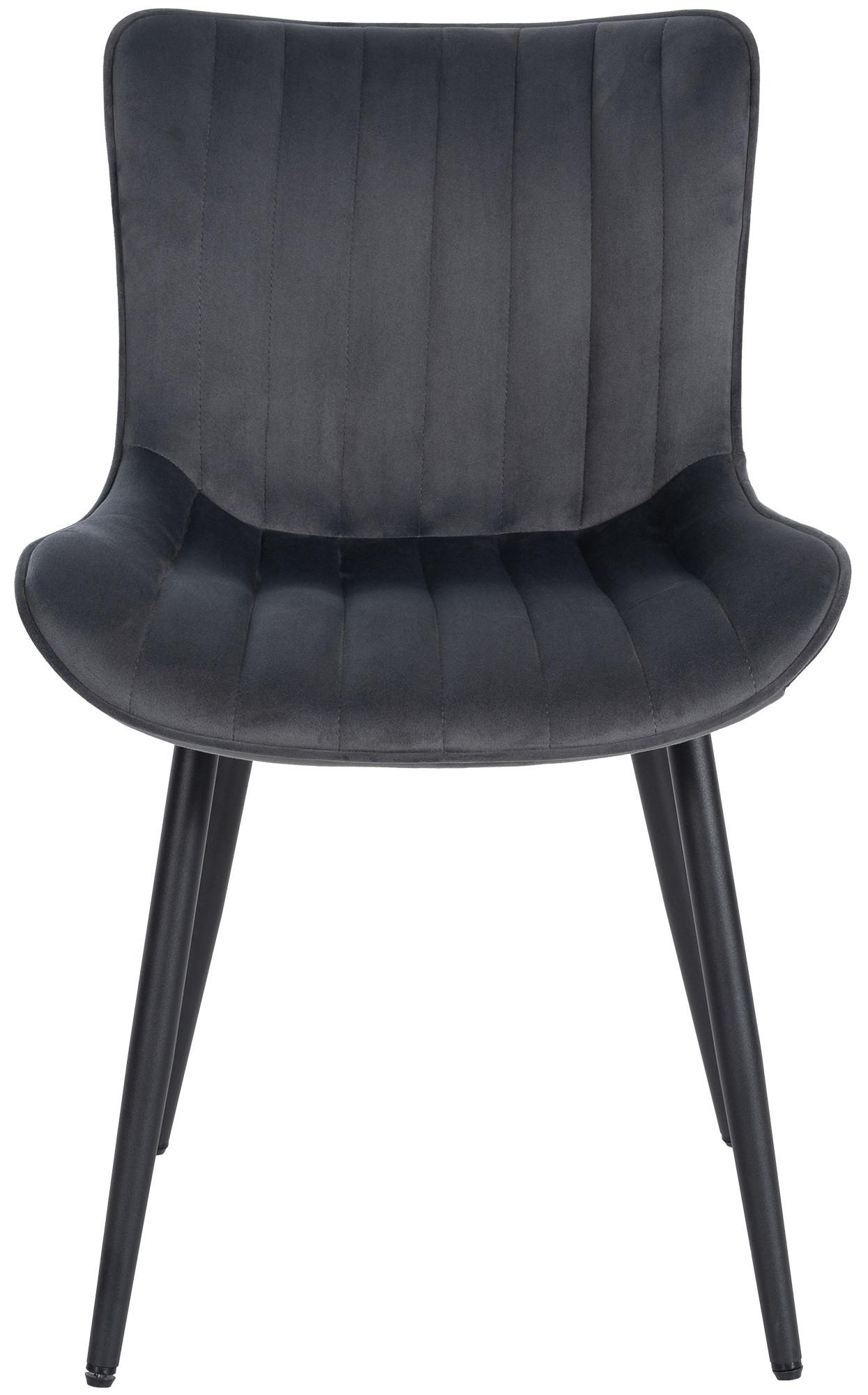 STUHL 2er Set Samt dunkelgrau - Dunkelgrau/Schwarz, Textil/Metall (50/81/61cm) - CLP