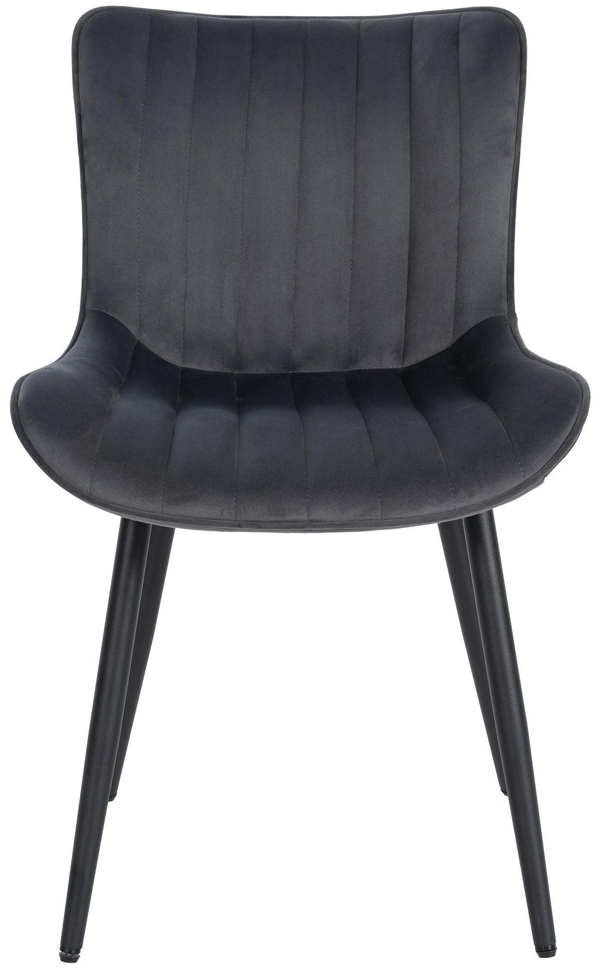 STUHL Samt dunkelgrau - Dunkelgrau/Schwarz, Textil/Metall (50/81/61cm) - CLP