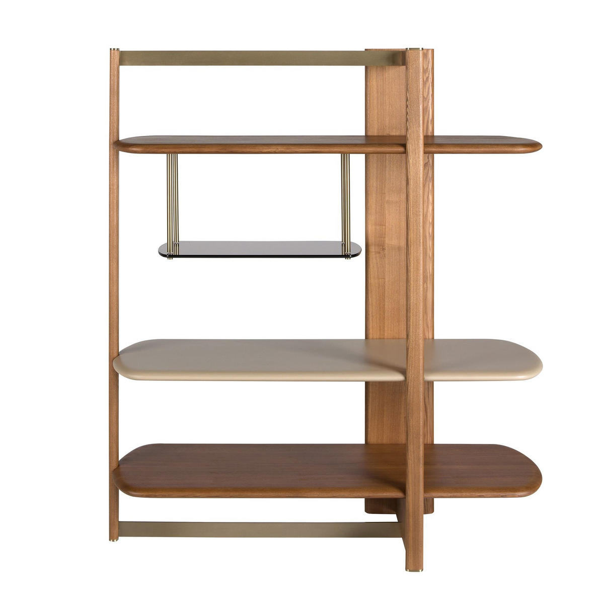 REGAL Rechtes rechteckiges aus hellem Nussbaumholz und Holz in Greige-Farbe 140/50/162 cm - Hellbraun/Greige, Holz/Holzwerkstoff (140/162/50cm) - ANGEL CERDA