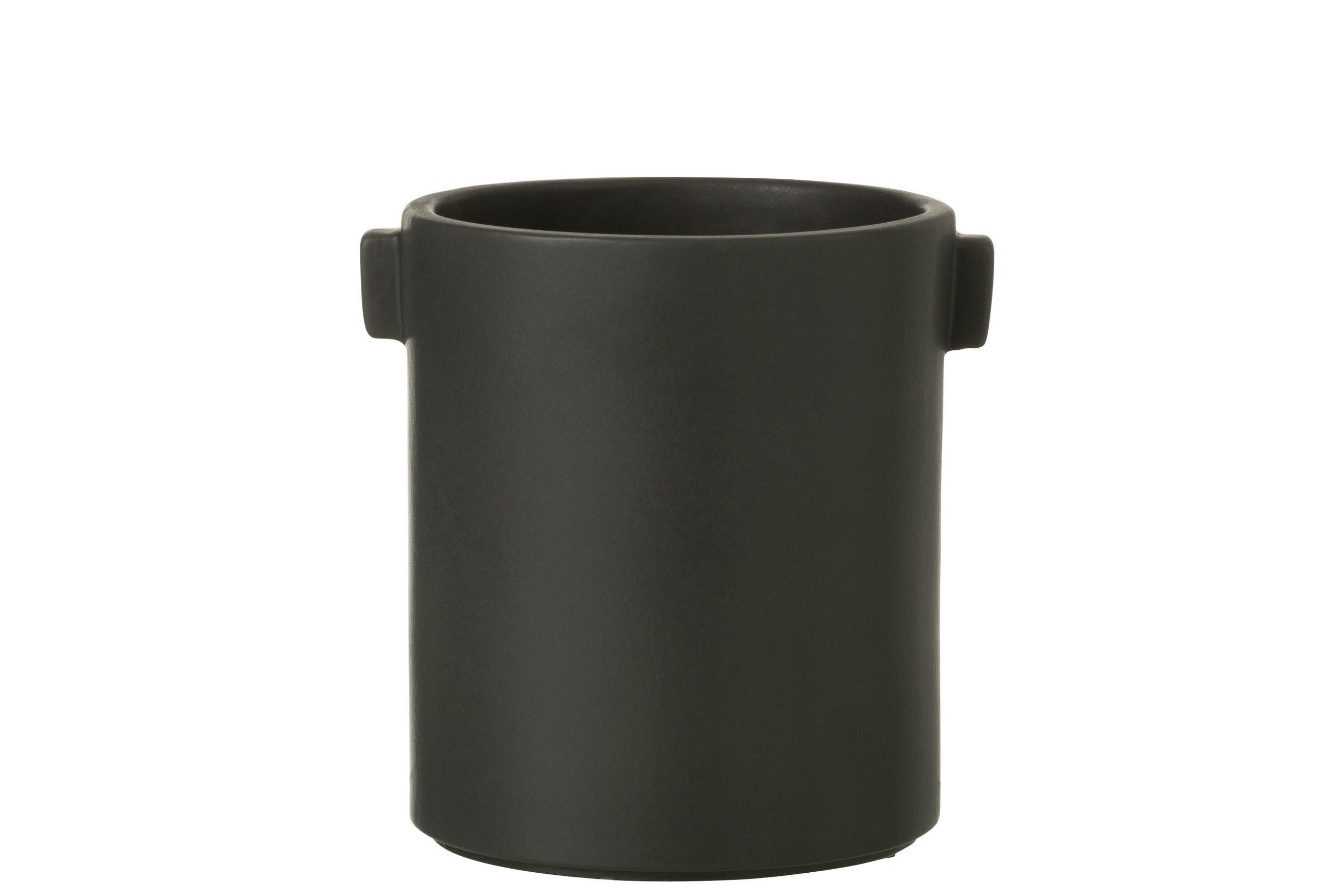 BLUMENTOPF HENKEL - Töpferei - Schwarz - Ø 14 cm - Schwarz, Keramik (14/17cm) - J-Line