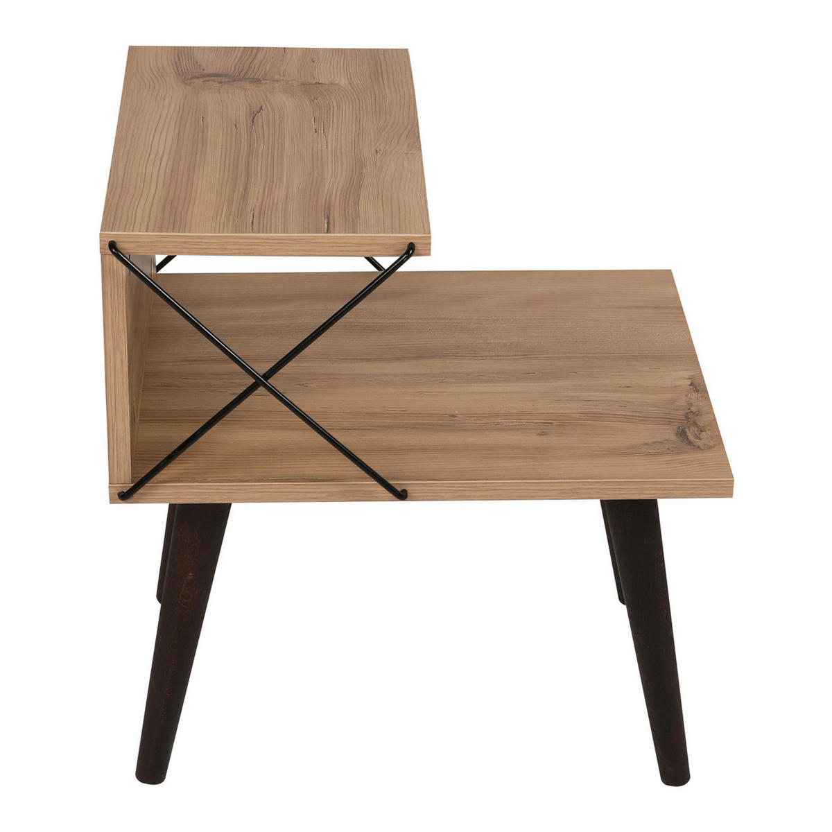 BEISTELLTISCH Bergen - Dunkelbraun/Braun, Holzwerkstoff/Buchenholz (50/40/55cm) - [en.casa]