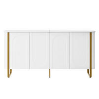 SIDEBOARD Weiß 160cm 4 Türen Bogenrelief Push-to-Open Goldene Eisenfüße - Weiß, Holzwerkstoff (160/80.5/35cm) - Urban Meuble