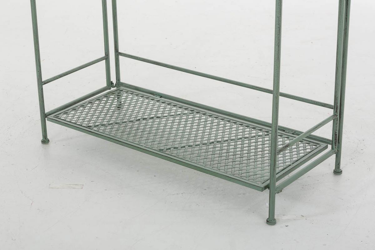 PFLANZREGAL Jena Antik Ablagen 94x30x149cm Metall Antik-Grün Pflanztisch - Grün, Metall (94/149/30cm) - DELUKE