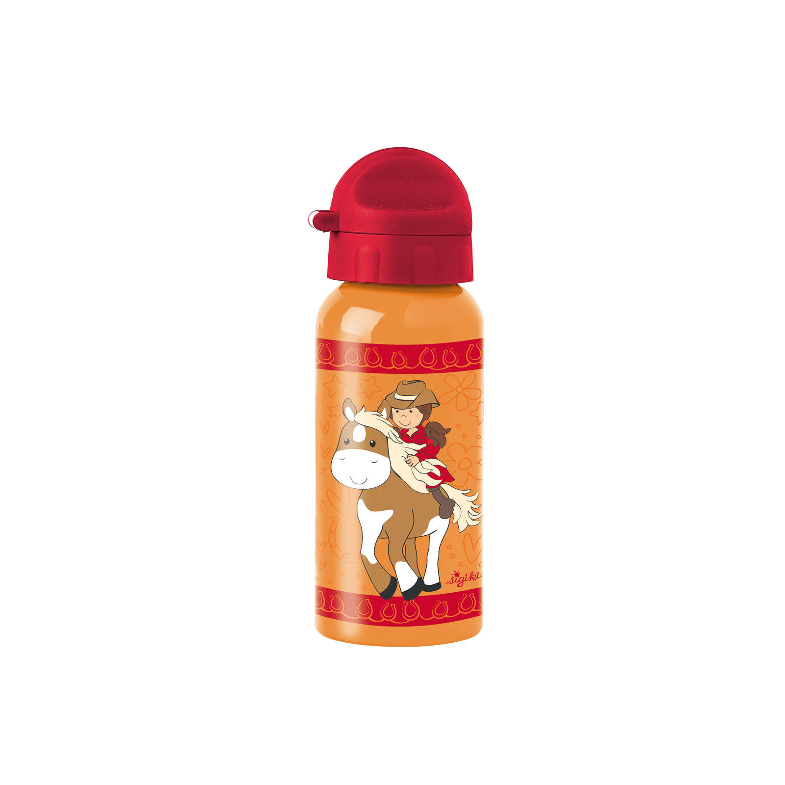 EDELSTAHL-TRINKFLASCHE Gina Galopp 400 ml - Rot/Orange, Kunststoff (0.4L) - Sigikid
