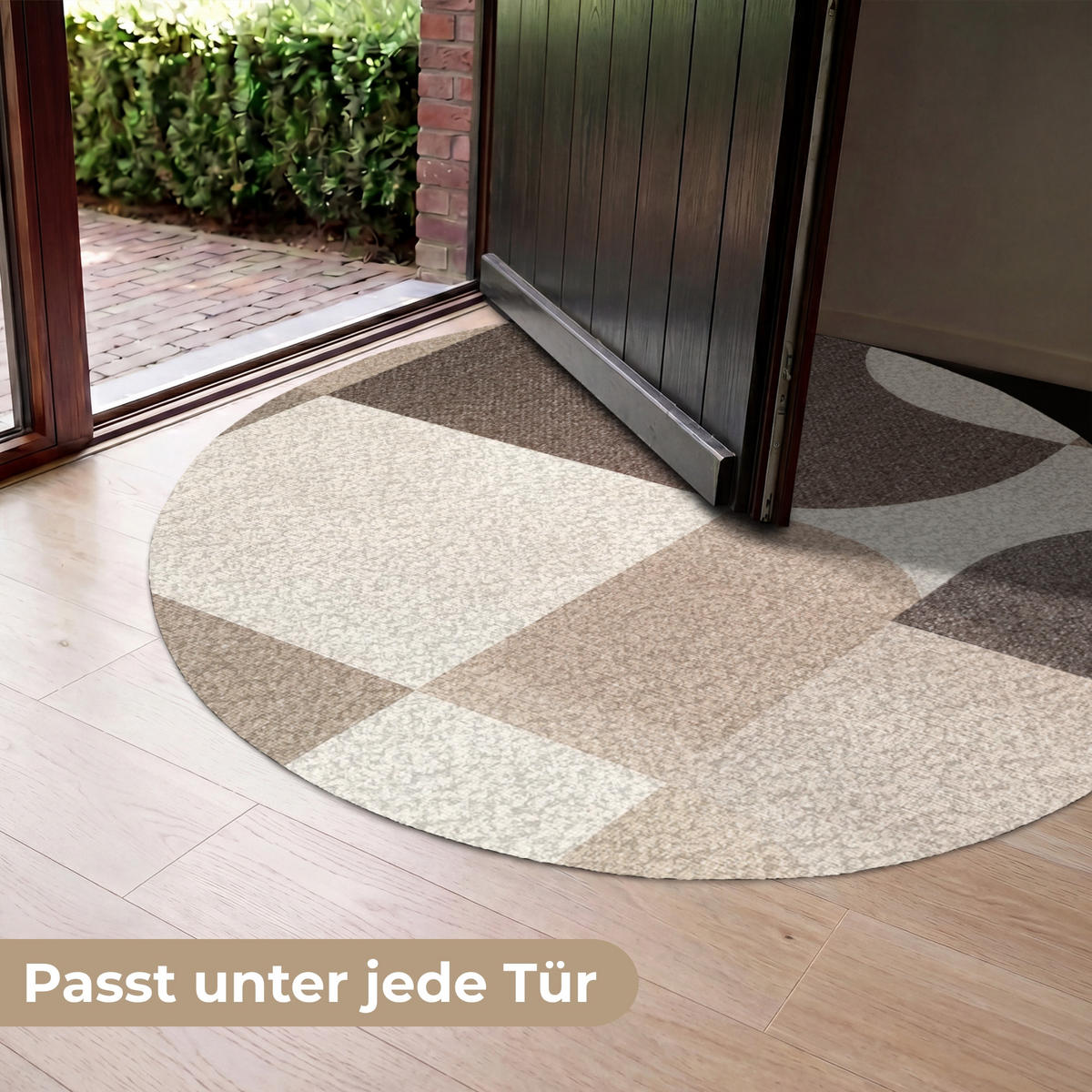 FUSSMATTE Geometrisch - Gewebte Struktur - Modern Fußabtreter 120x120 cm - Beige, Kunststoff (120/120cm) - MuchoWow