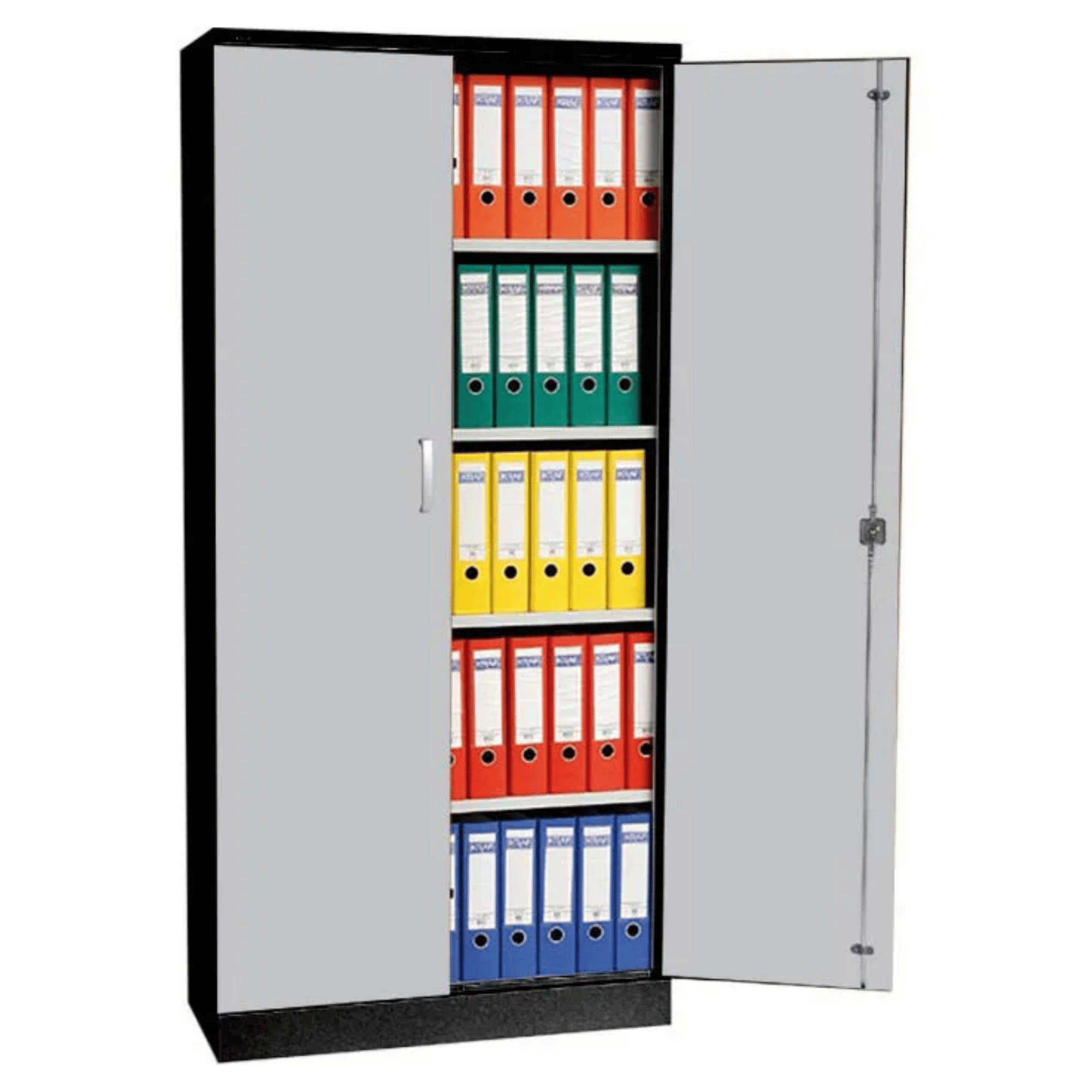 AKTENSCHRANK Beetle 4 Fachböden 195x92x42 cm Schwarz & Grau - Grau, Metall (92/195/42cm)