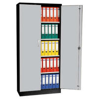 AKTENSCHRANK Beetle 4 Fachböden 195x92x42 cm Schwarz & Grau - Grau, Metall (92/195/42cm)