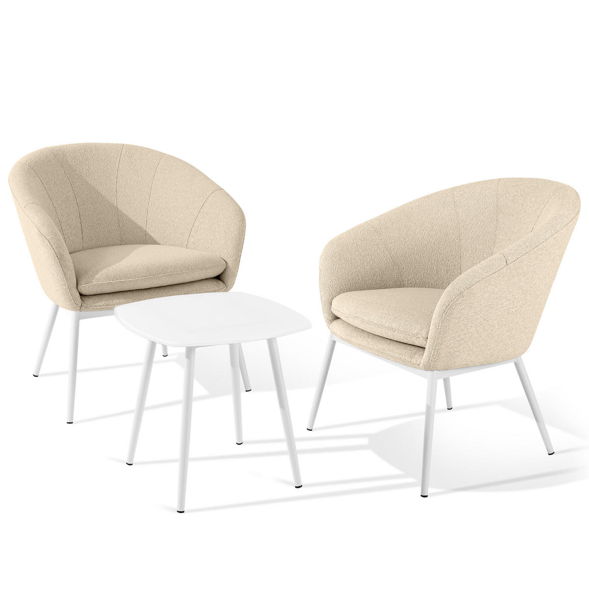 GARTENMÖBELSET SOLIS Gartenlounge-Set, creme/weiß - Creme, Textil/Metall - KONSIMO®