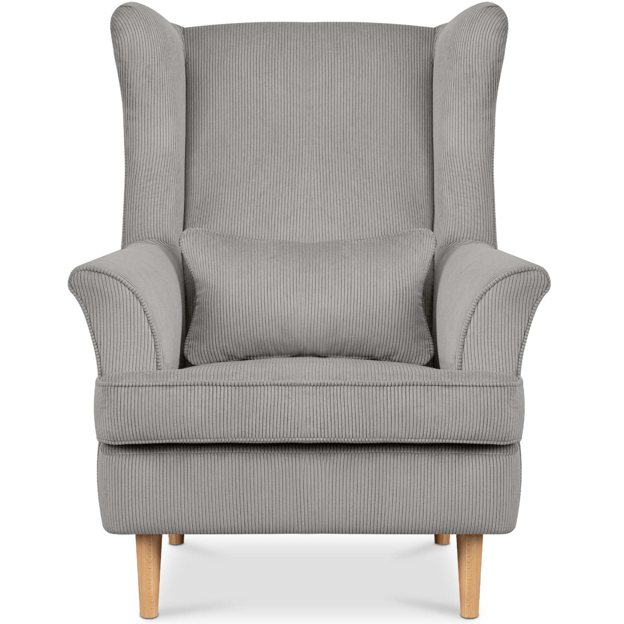 OHRENSESSEL STRALIS inklusive dekorativem Kissen, Grau - Silberfarben, Textil (82/108/80cm) - KONSIMO®