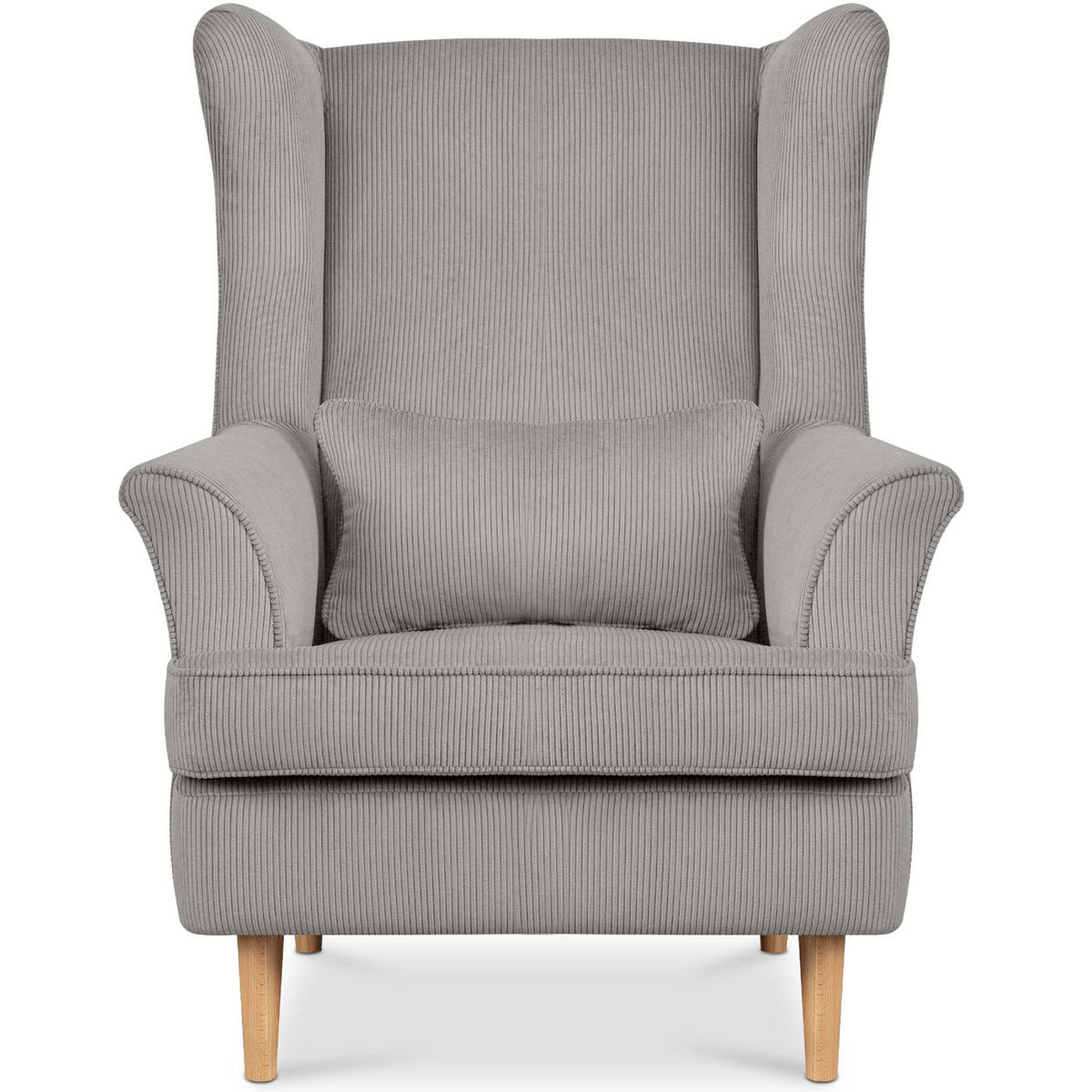 OHRENSESSEL STRALIS inklusive dekorativem Kissen, Grau - Silberfarben, Textil (82/108/80cm) - KONSIMO®