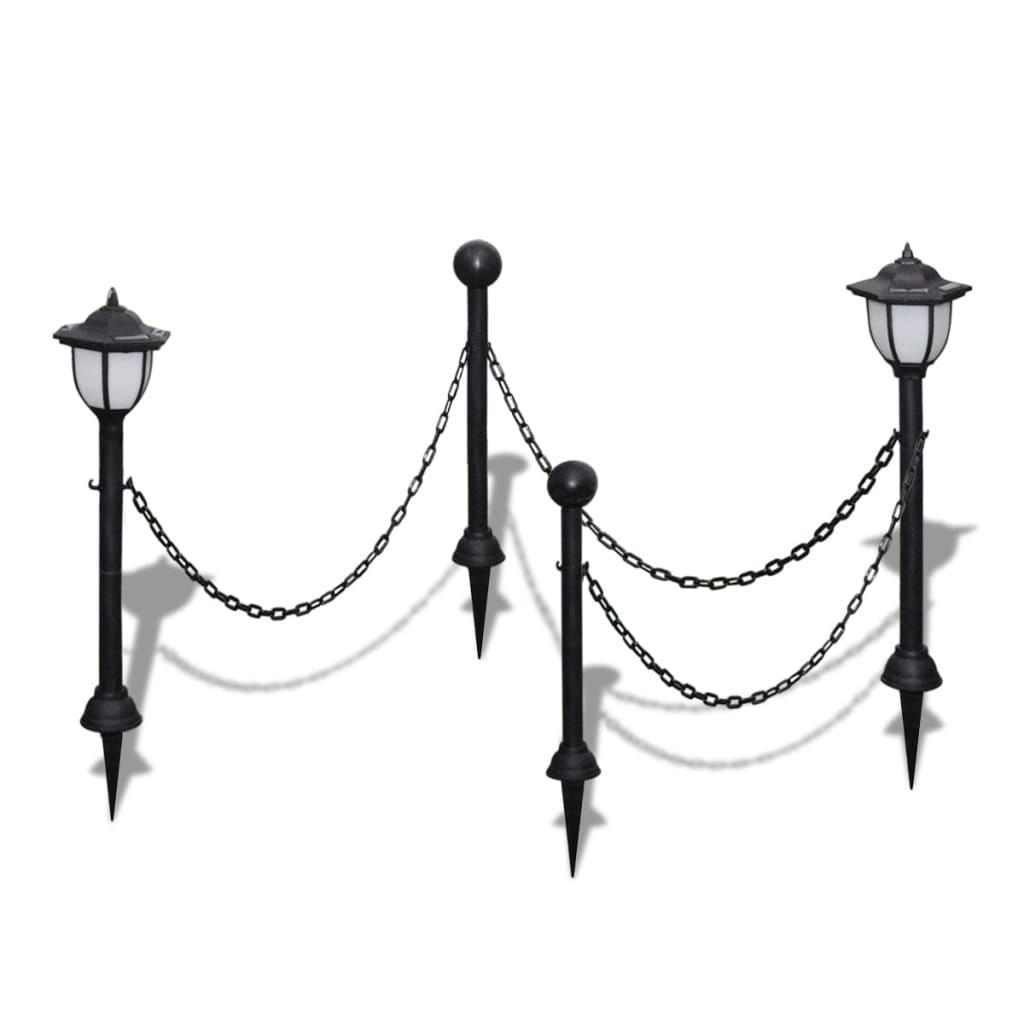 SOLARLEUCHTE 2-TLG. Led Lampe Aussenlampe Gartenleuchte Laterne - Schwarz, Kunststoff (16.5/14.5/125cm) - vidaXL