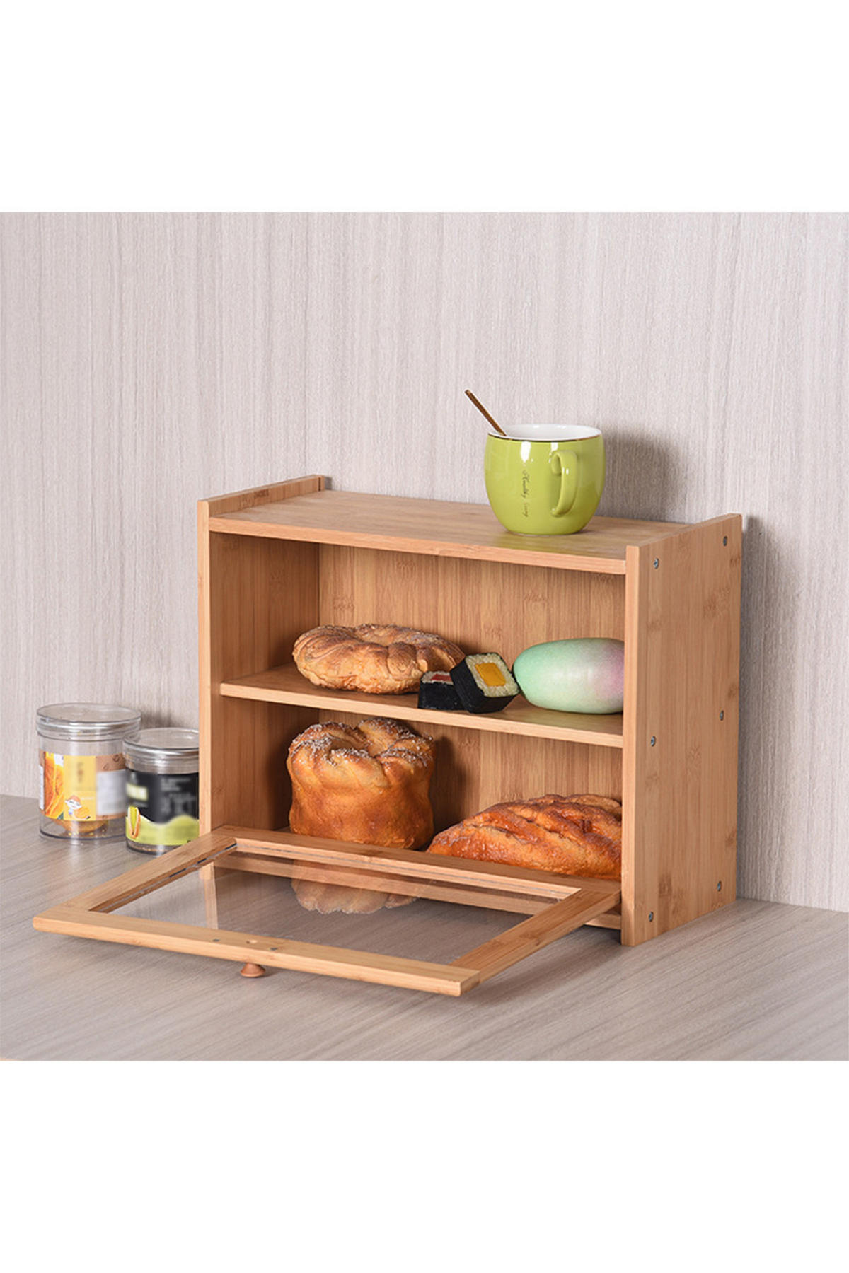 BROTKASTEN aus Bambus in Natur Farbe mit zwei Fächern Rechteckig Umweltfreundlich & ungiftig 40 x 17 x 31 cm - Naturfarben, Naturmaterialien (40/31/17cm) - Livingandhome