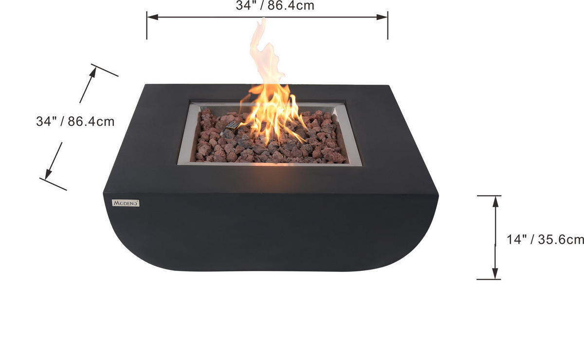 FEUERSTELLE Itasy in Beton-Optik schwarz aus Faserbeton - Schwarz, Stein (106/40/106cm) - Elementi
