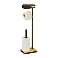 TOILETTENPAPIERHALTER - Schwarz, Holz/Kunststoff (20.5/68/16cm) - Relaxdays