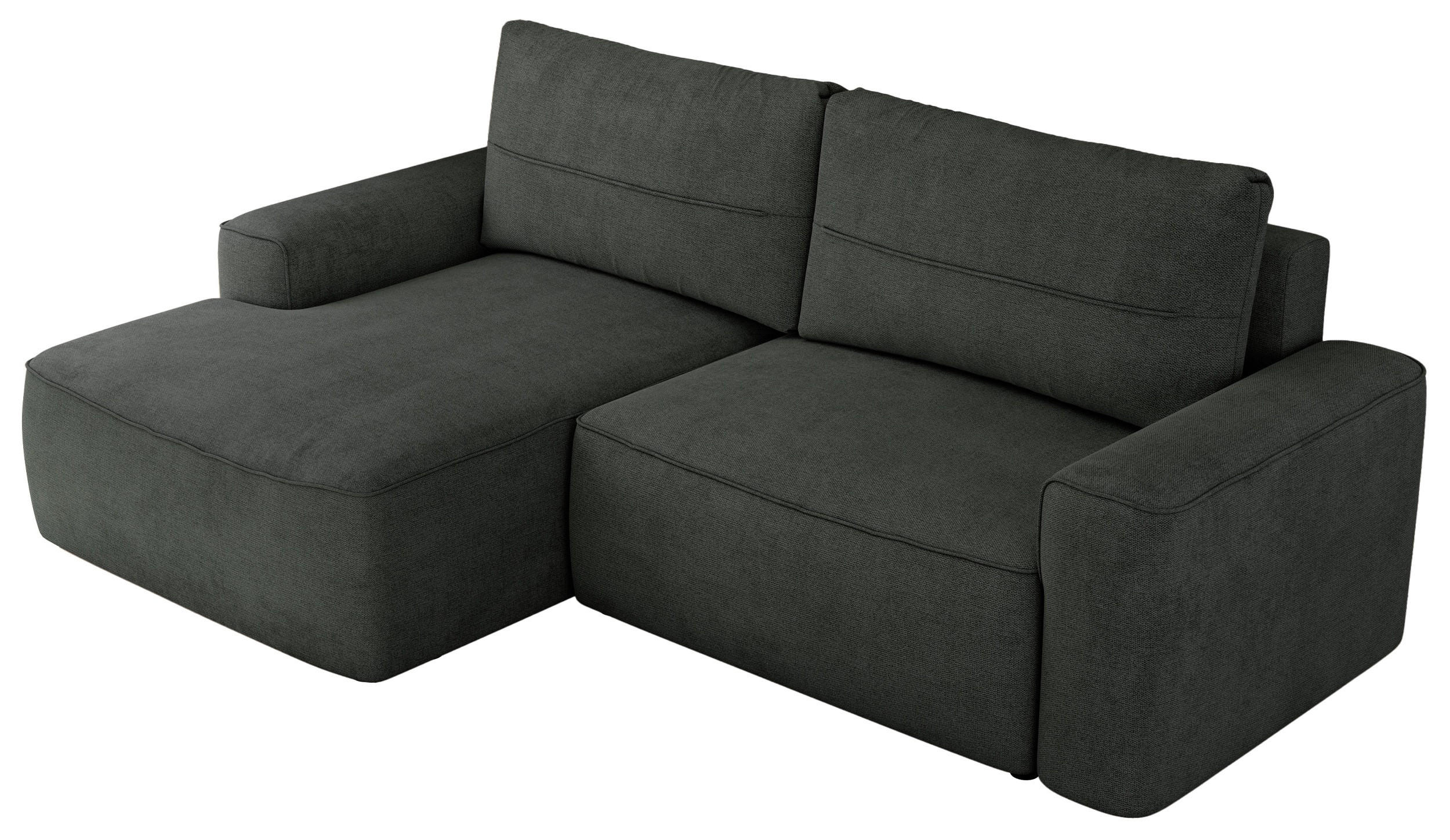 ECKSOFA BELLUNO L Dunkelgrau Strukture - Links - Dunkelgrau/Schwarz, Textil (144/233cm) - MKS