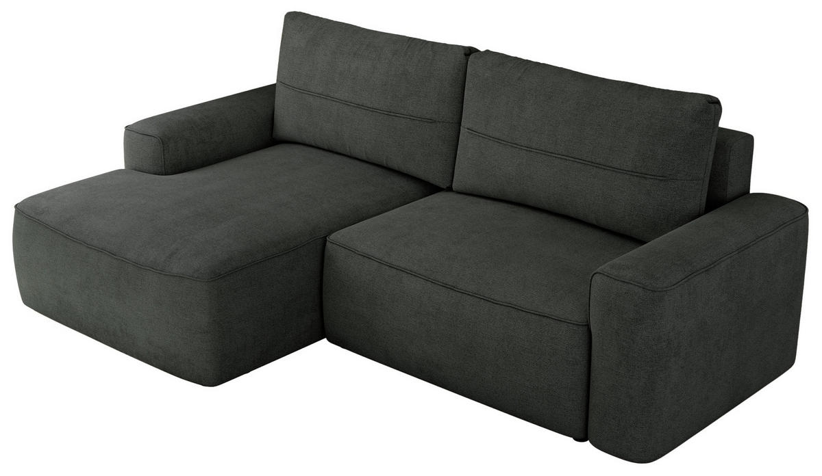 ECKSOFA BELLUNO L Dunkelgrau Strukture - Links - Dunkelgrau/Schwarz, Textil (144/233cm) - MKS
