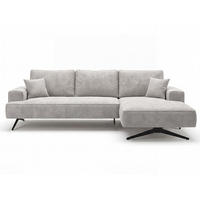 ECKSOFA Leto Grau Rechts - Schwarz/Grau, Holz/Textil (165/260cm) - Graingold