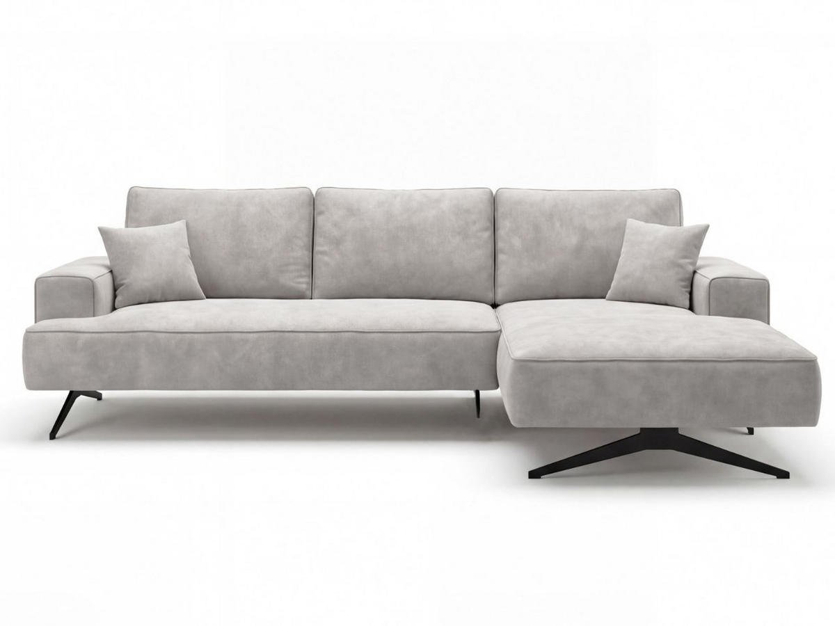 ECKSOFA Leto Grau Rechts - Schwarz/Grau, Holz/Textil (165/260cm) - Graingold