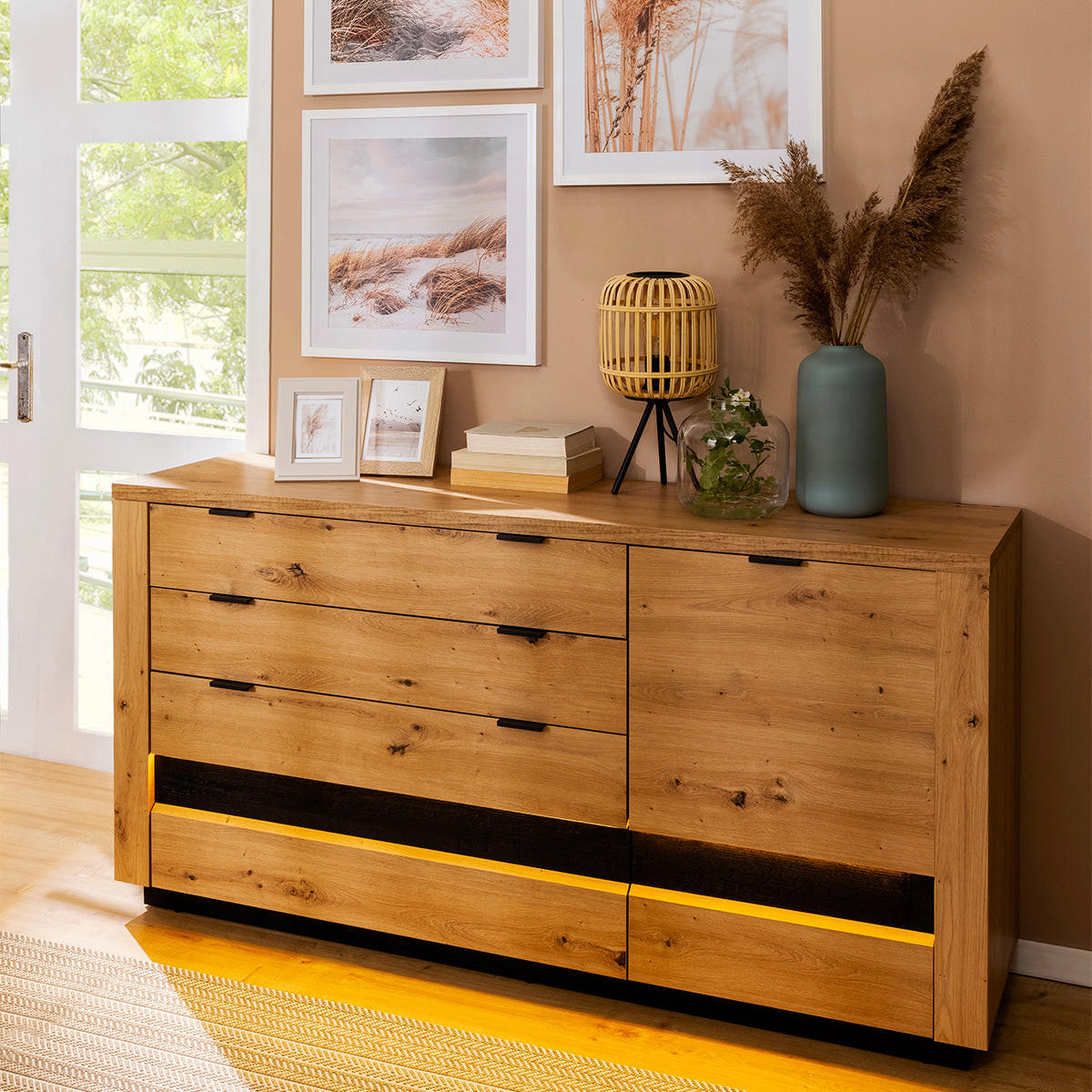 SIDEBOARD Glenn Dřevo a černá - hnědá, kompozitní dřevo (161/85/42cm) - Petits-meubles