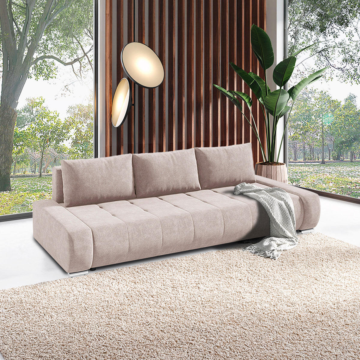SCHLAFSOFA Jonas 3 Sitzplätze Cremeweiß - Weiß, Holzwerkstoff (240/85/110cm) - Petits-meubles