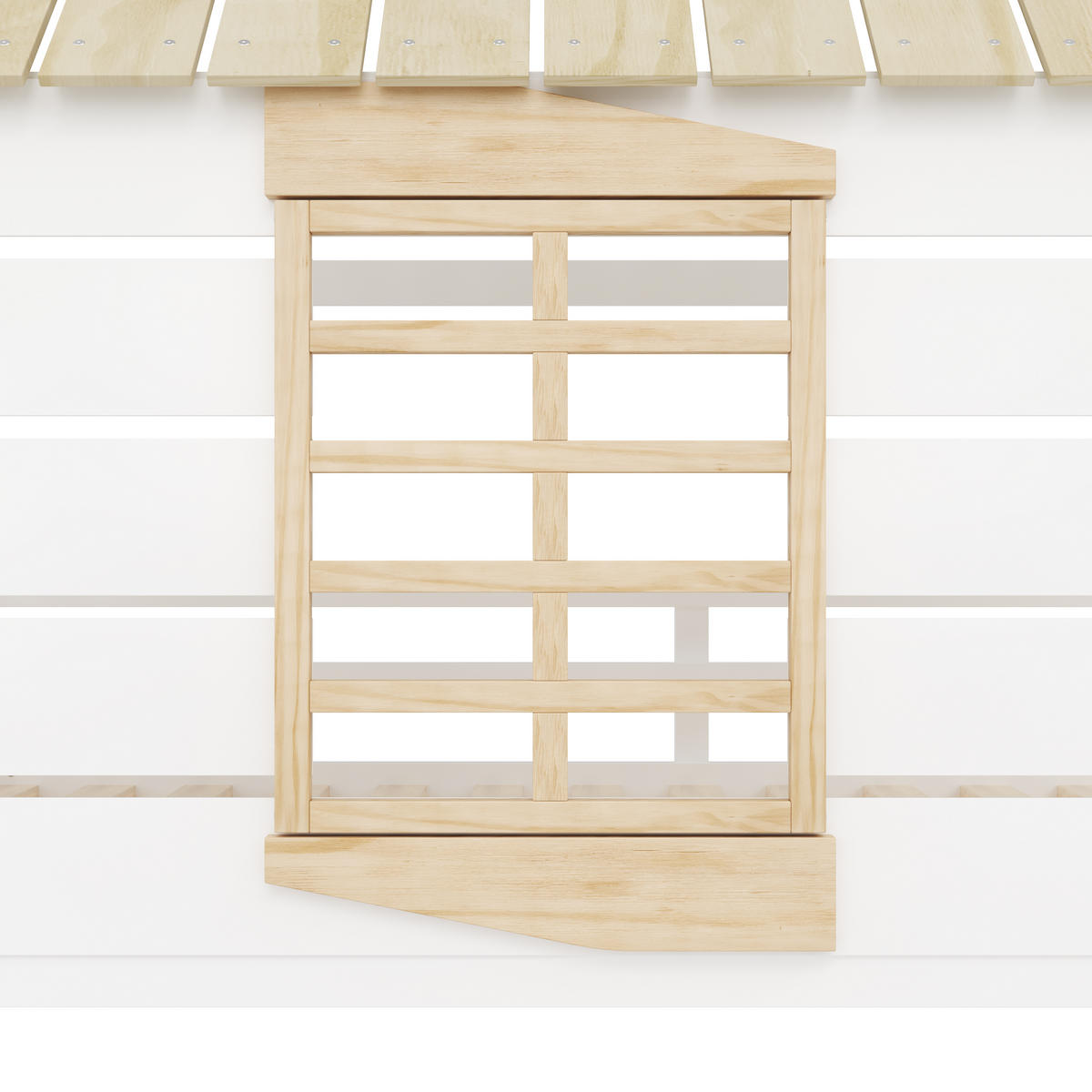 ETAGENBETT Haus 90x200 Weiß+Natural mit Rutsche und 2 Schubladen - Naturfarben, Holz (90/200cm) - ComfortXL