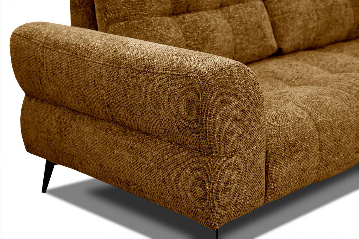 ECKSOFA SALVINI 5-Sitzer, dunkelgelb - Dunkelgelb/Schwarz, Holzwerkstoff/Textil (292/158cm) - Courtois Laville
