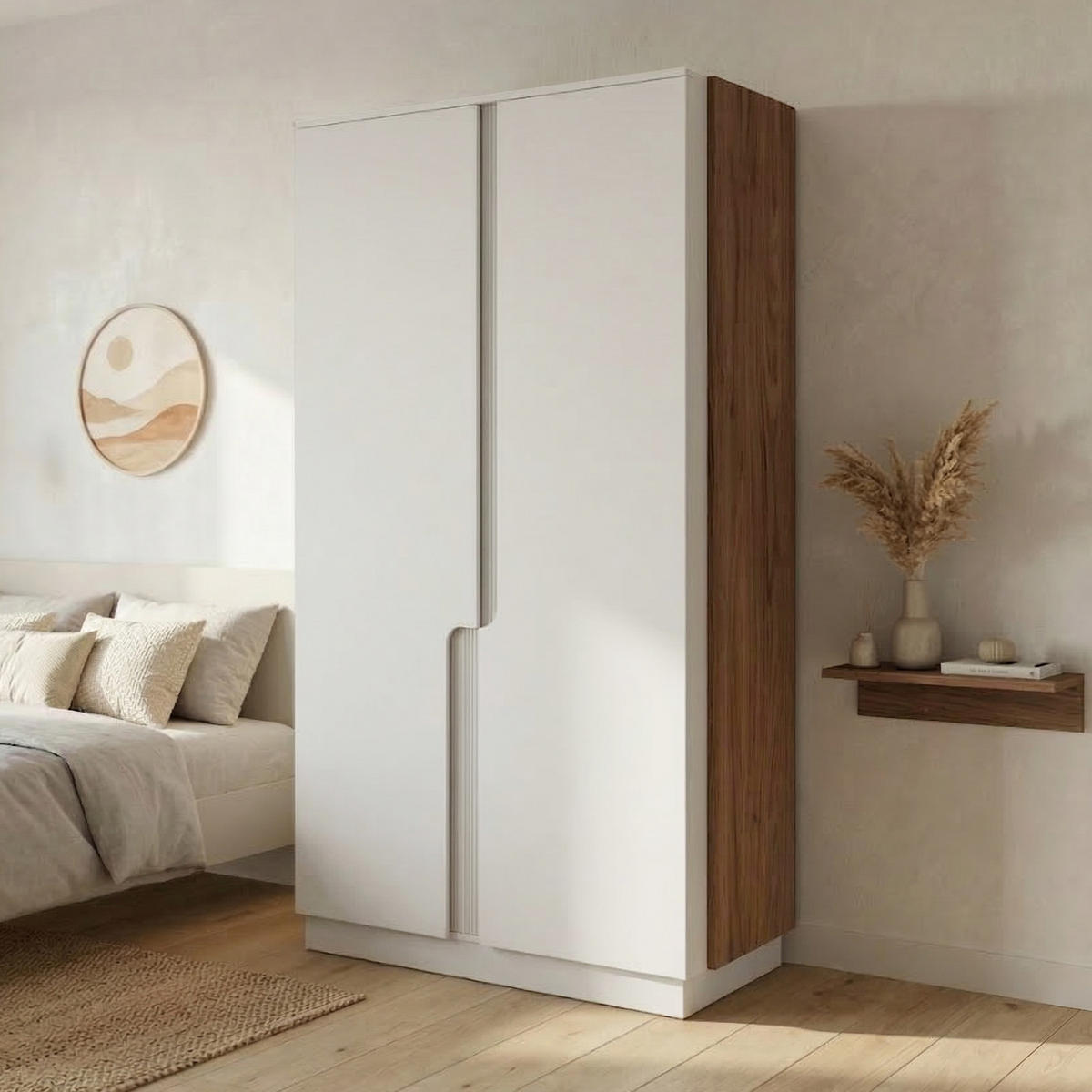 DREHTÜRENSCHRANK Positivo mit 2 Türen, 103 cm, Alba-Nuss + Kaschmir - Nussbaumfarben, Holzwerkstoff (103/195/52cm) - Beautysofa