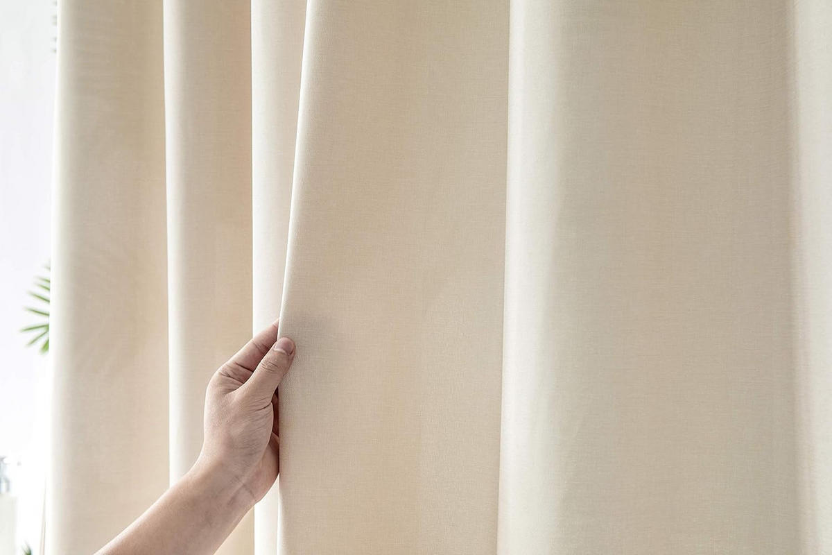 DUSCHVORHANG Beige Leinen wasserdicht schimmelresistent mit Haken für Badewannen und Dusche - Beige, Textil (200/180cm) - MCBOSON