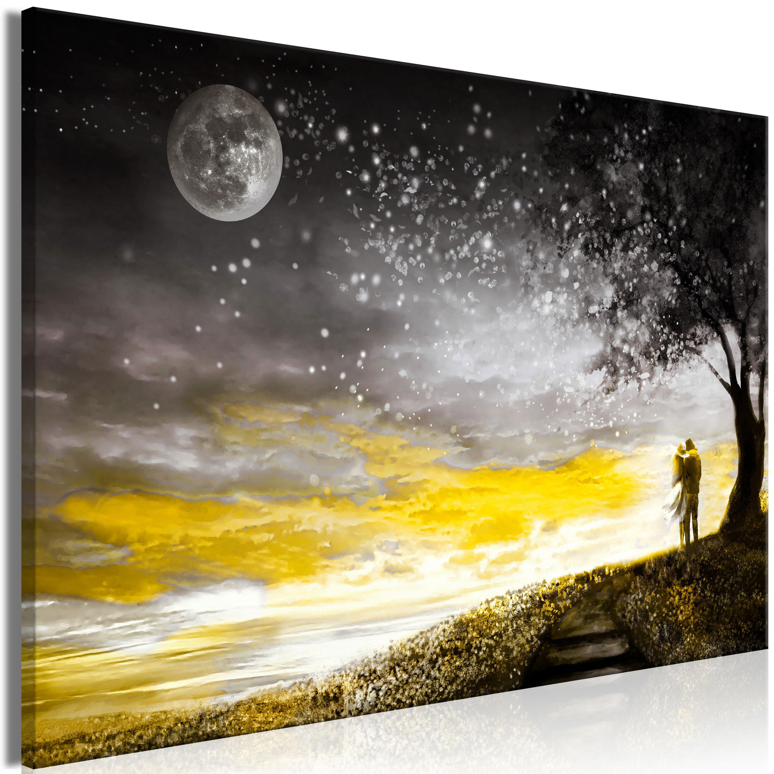 KUNSTDRUCK Schwarz-Weiß 90/60 cm - Gelb/Schwarz, Textil (90/60cm) - KUNSTLOFT