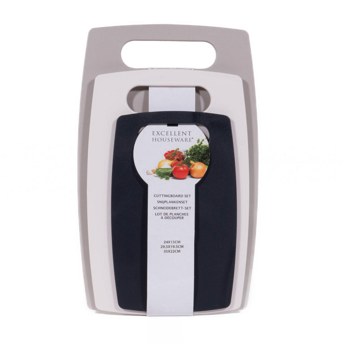 SCHNEIDEBRETT Kunststoff 3er-Set - Grau, Kunststoff (22/35cm)
