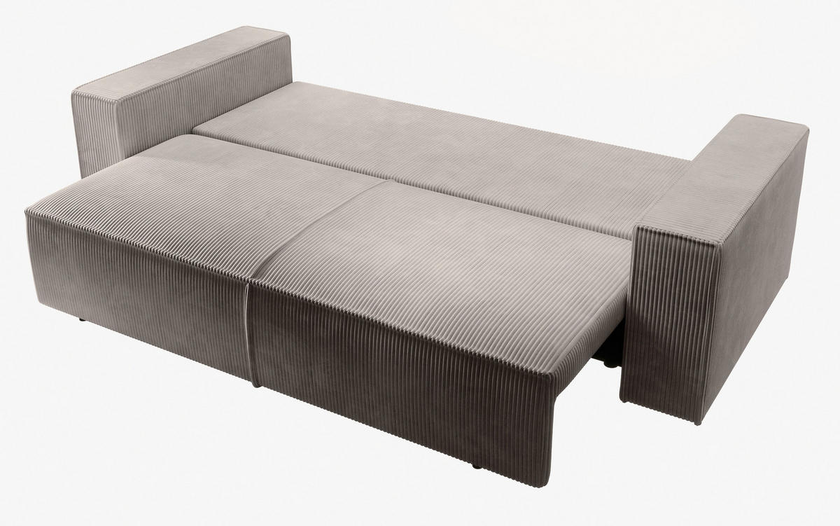 SCHLAFSOFA Farese Cremeweiß Cordbezug - Creme/Schwarz, Kunststoff/Textil (257/85/102cm) - Selsey