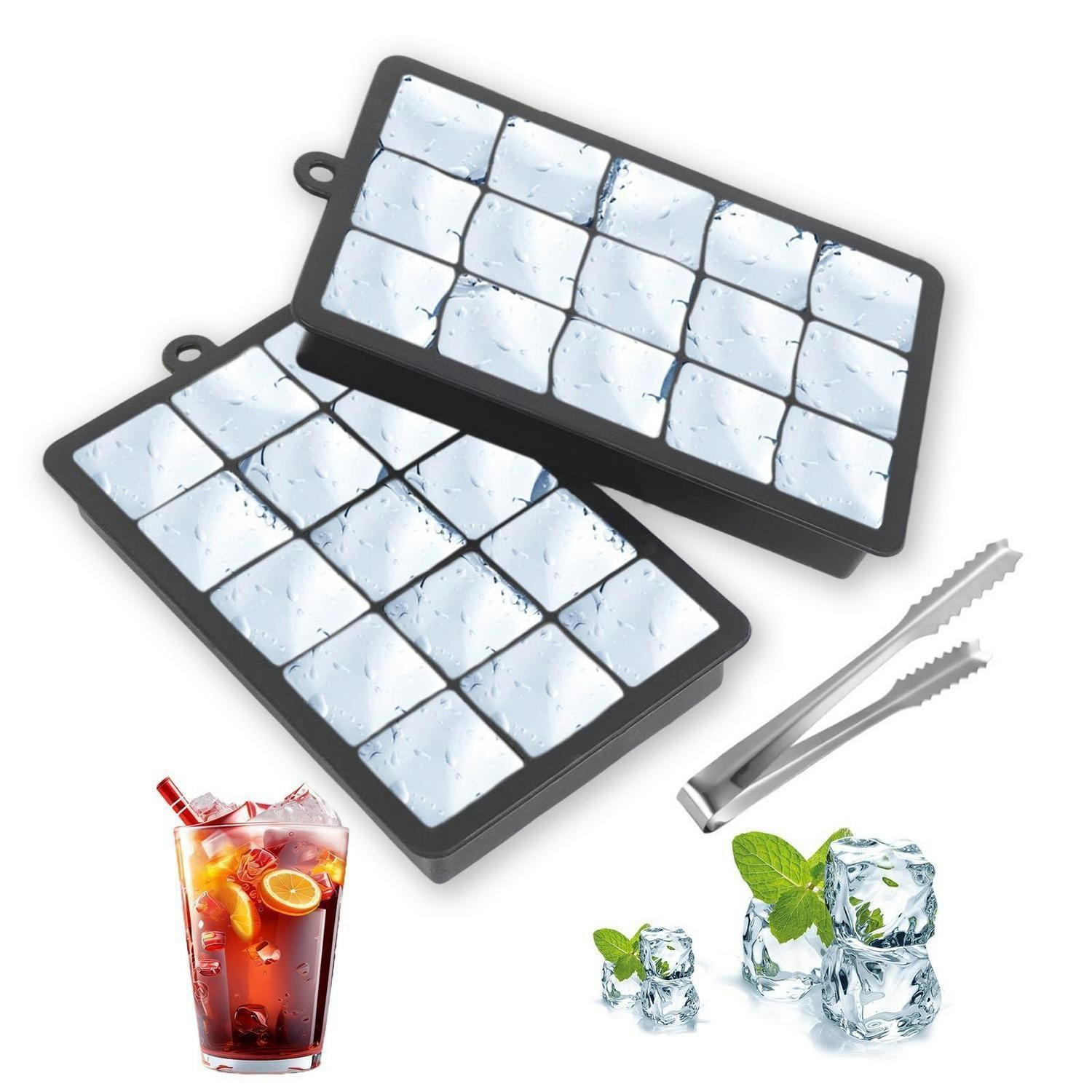 EISWÜRFELFORM 2-teiliges Set mit Deckel und Clip - Schwarz, Kunststoff (11.8/3/18.7cm)