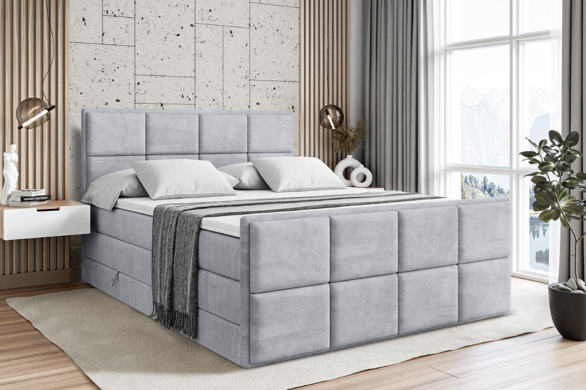 BOXSPRINGBETT NOVA-Z KING - 180 x 200 - H3/H4 - Hellgrau - Hellgrau, Holzwerkstoff (180/200cm) - ALTDECOR