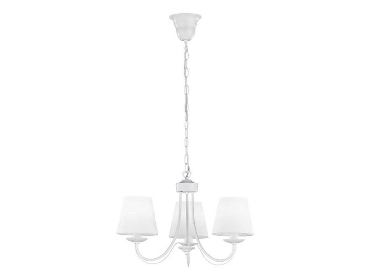 LED-KRONLEUCHTER Ø52cm, Lampenschirme Stoff Weiß - Weiß, Textil/Metall (52/52/150cm) - meineWunschleuchte