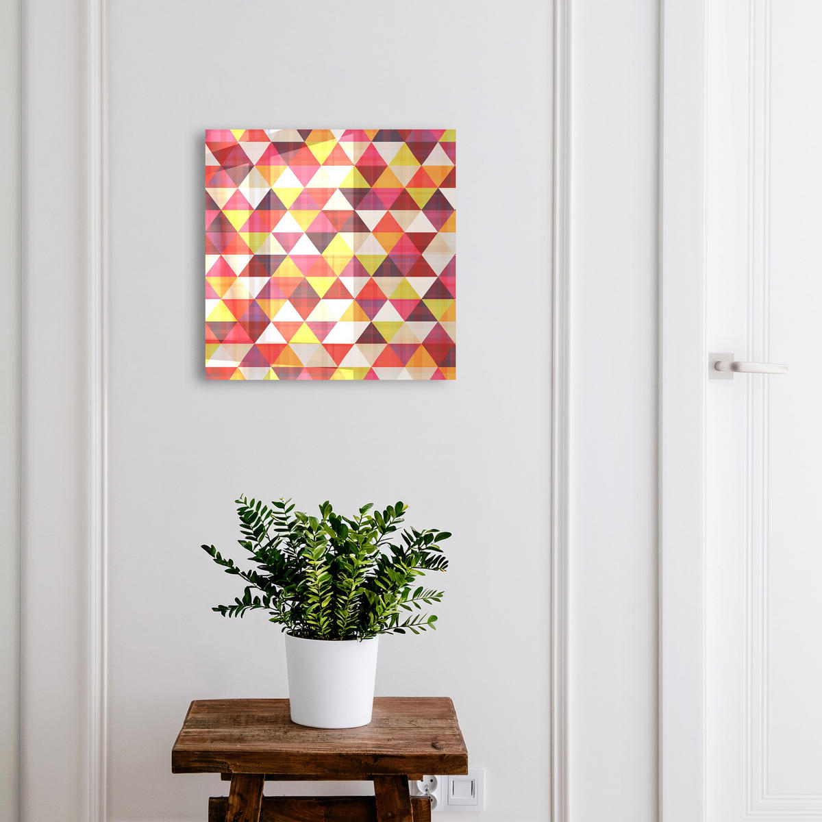 SCHLÜSSELBOX Schwarz 30x30 cm- Türöffnung nach rechts - Bunte Muster - Rot, Metall (30/30/5cm) - TULUP