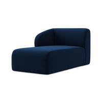 SOFAELEMENT Links Samt Stoff Blau - Türkis/Schwarz, Holzwerkstoff/Kunststoff (91/75/166cm) - Makamii