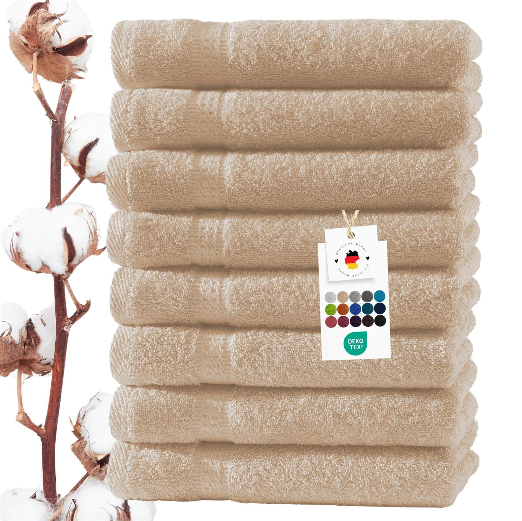 HANDTUCH 50x100 cm Frottier Handtücher im 8er Set aus 100% Baumwolle, Beige 500g/m2 - Beige, Textil (50/100cm) - Carpe Sonno