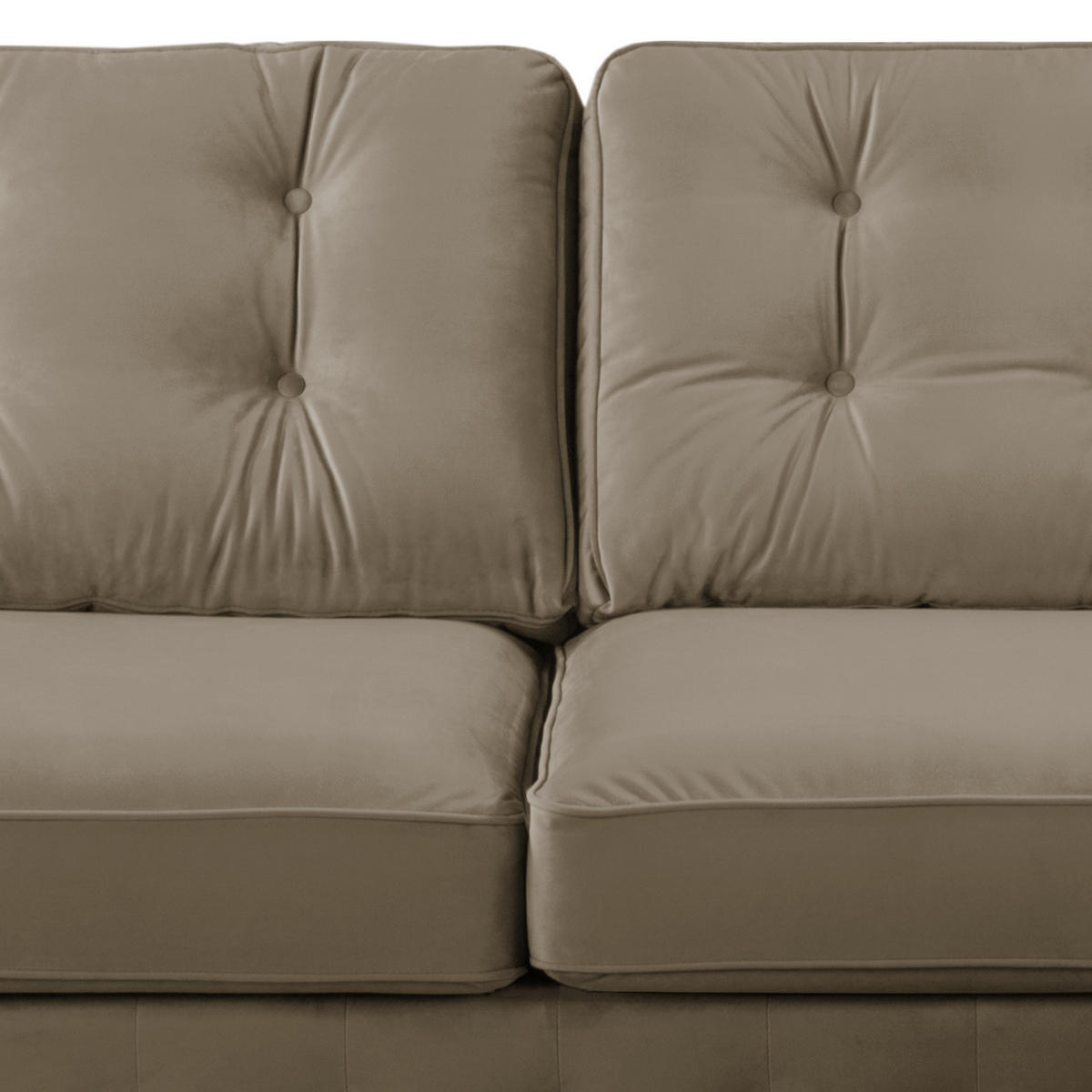 ECKSOFA mit Longchair - Samt - Cappuccino, Textil (302/166cm) - home24