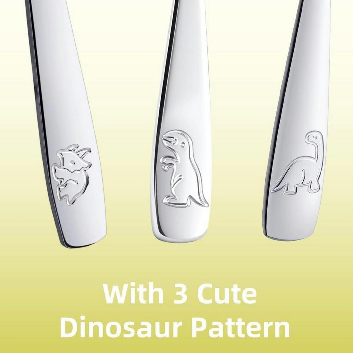 KINDERBESTECK 6-teiliges Set Edelstahl Dinosaurier-Motiv - Silberfarben, Metall