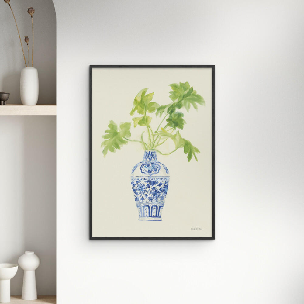 POSTER mit Rahmen Wild Apple - Palm Chinoiserie III - Schwarz/Grün, Holz/Papier (50/70cm) - Poster&Frame