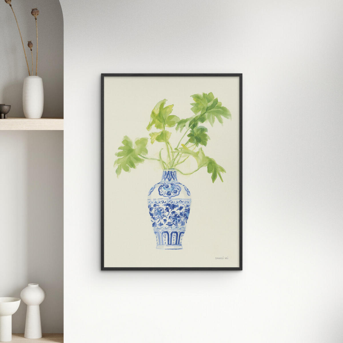 POSTER mit Rahmen Wild Apple - Palm Chinoiserie III - Schwarz/Grün, Holz/Papier (50/70cm) - Poster&Frame