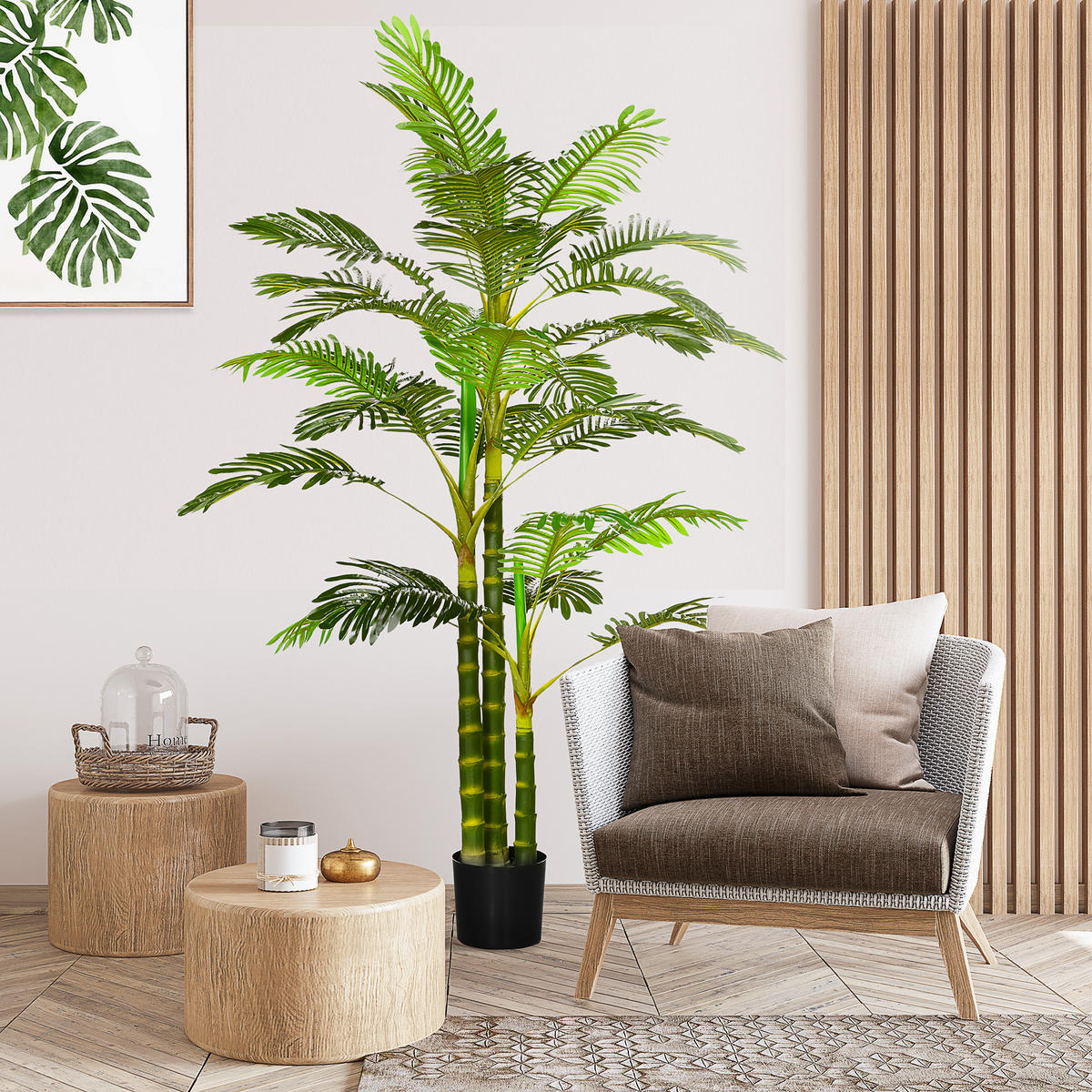 KÜNSTLICHE PALME 190 cm Kunstpflanze - Grün, Kunststoff (190cm) - HOMCOM
