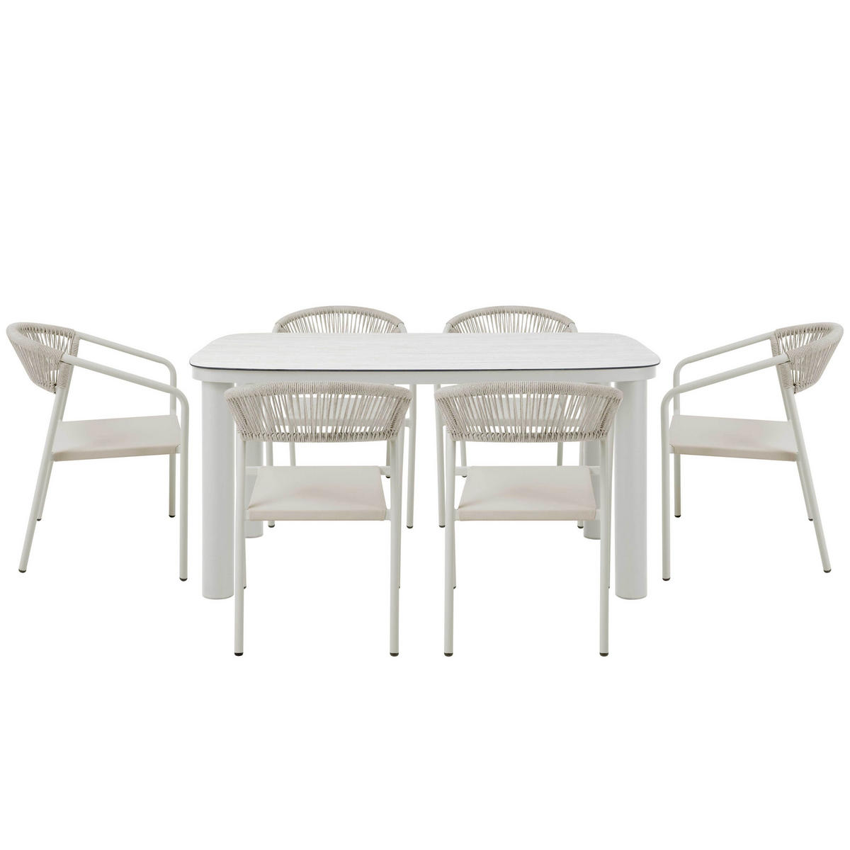 GARTENSET 7-tlg., Beige - Beige, Metall - Oviala