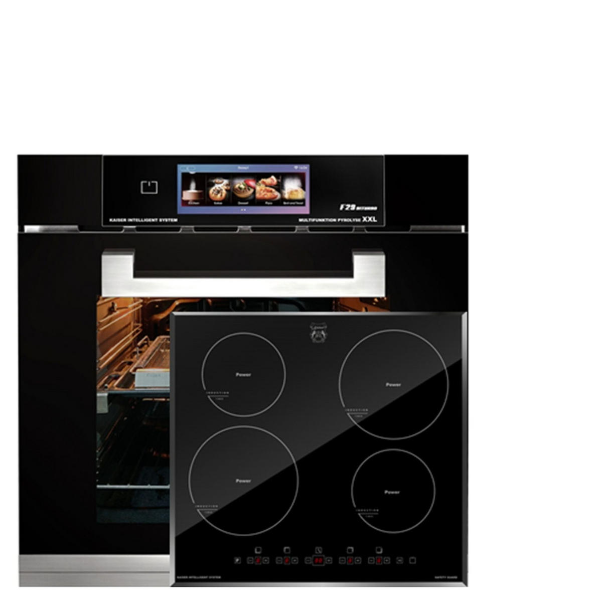 MULTIFUNKTIONS-ELEKTRO-BACKOFEN 60 cm EH 6344 N+KCT 6105 FI Induktionskochfeld 60 cm - Schwarz, Metall (59.4/59.4/57.5cm) - Kaiser Küchengeräte