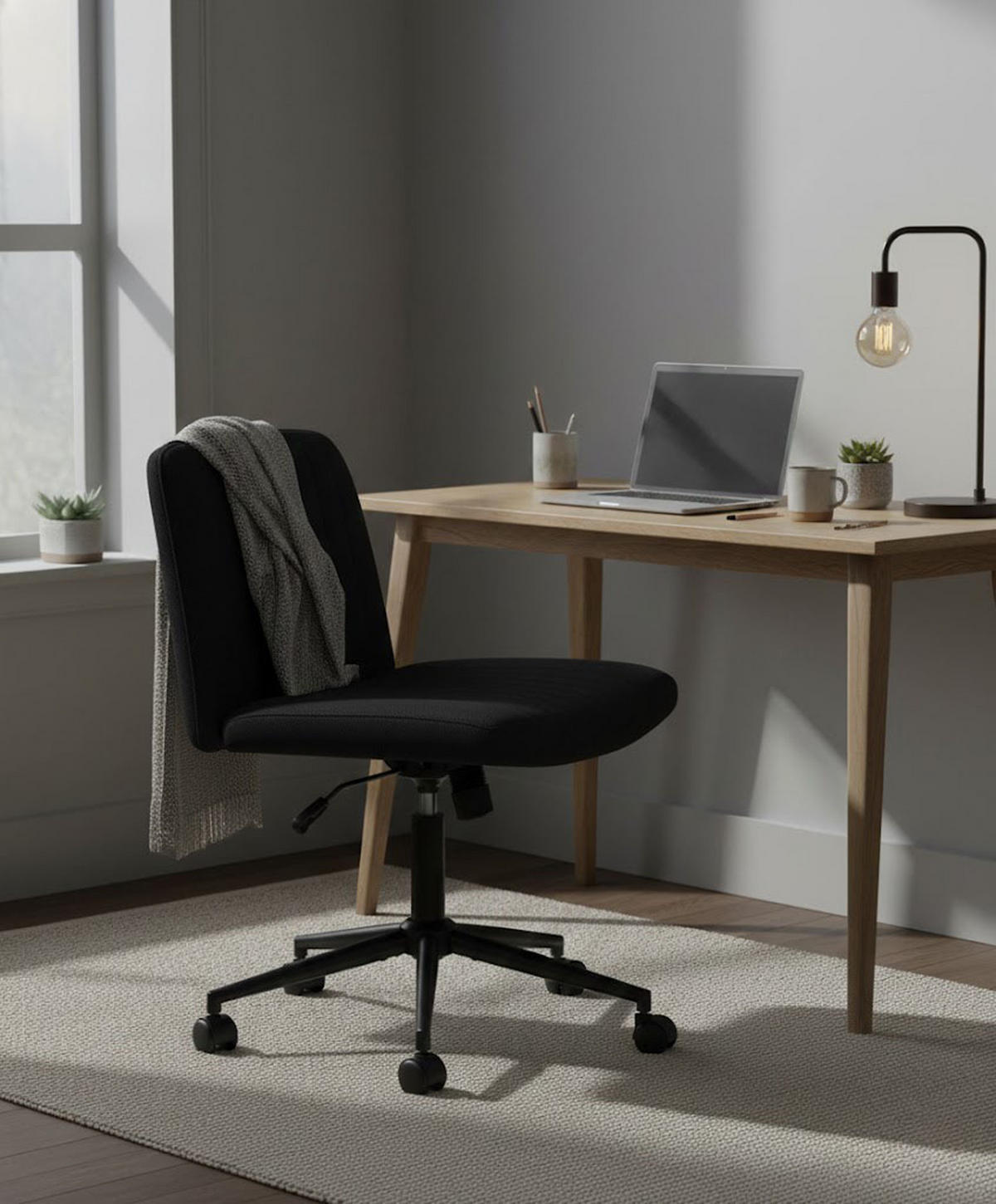 BÜROSTUHL Lynox Stoff schwarz - Schwarz, Metall (62/98/65cm) - TPFLiving