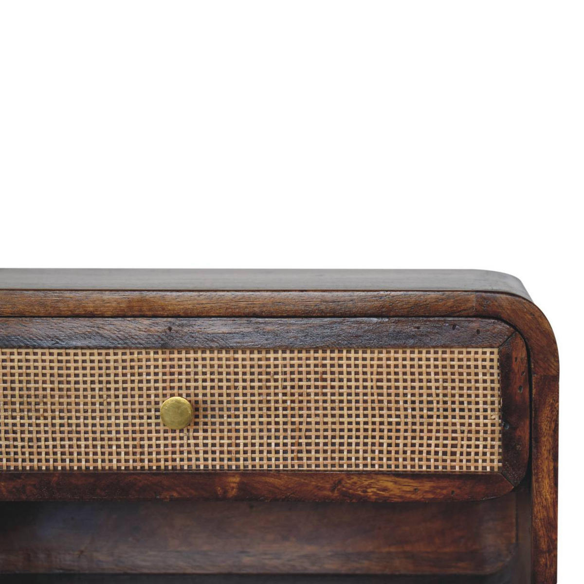 NACHTTISCH wandmontiert, offen geflochten - Messingfarben/Braun, Holz/Metall (45/25/32cm) - Artisan Furniture