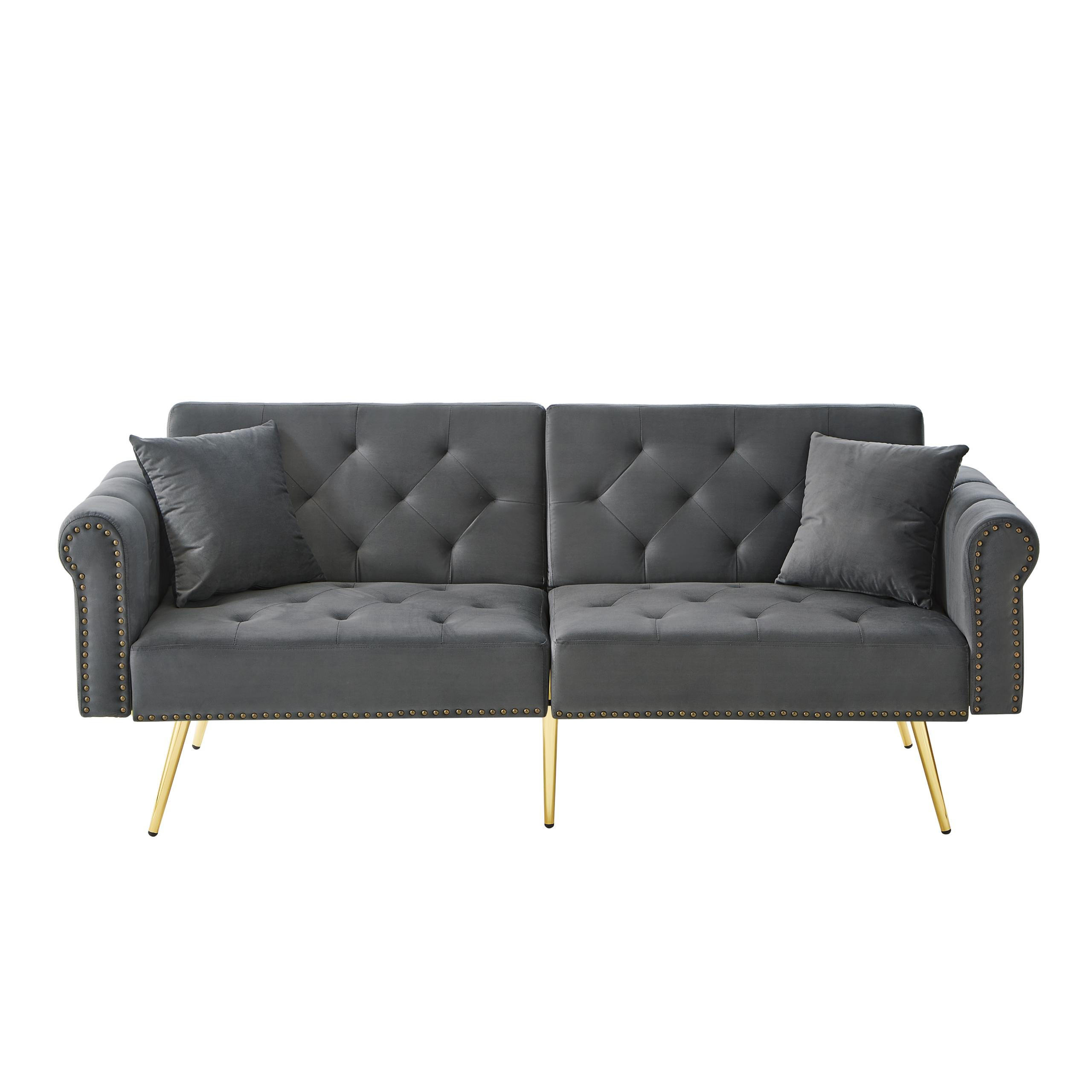 SCHLAFSOFA 173/75/70 cm Antikgrau Samt mit 3-stufiger Verstellung - Graphitfarben, Textil (173/70/75cm) - Oxeza