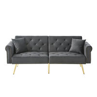SCHLAFSOFA 173/75/70 cm Antikgrau Samt mit 3-stufiger Verstellung - Graphitfarben, Textil (173/70/75cm) - Oxeza