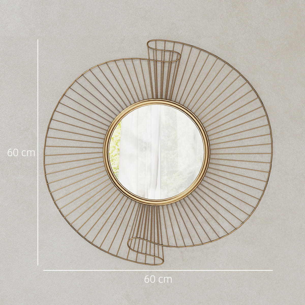 WANDSPIEGEL DE-14334 60 cm, mit 360°-Aufhängung Gold - Goldfarben, Metall (60/60/3.2cm) - ComfortXL